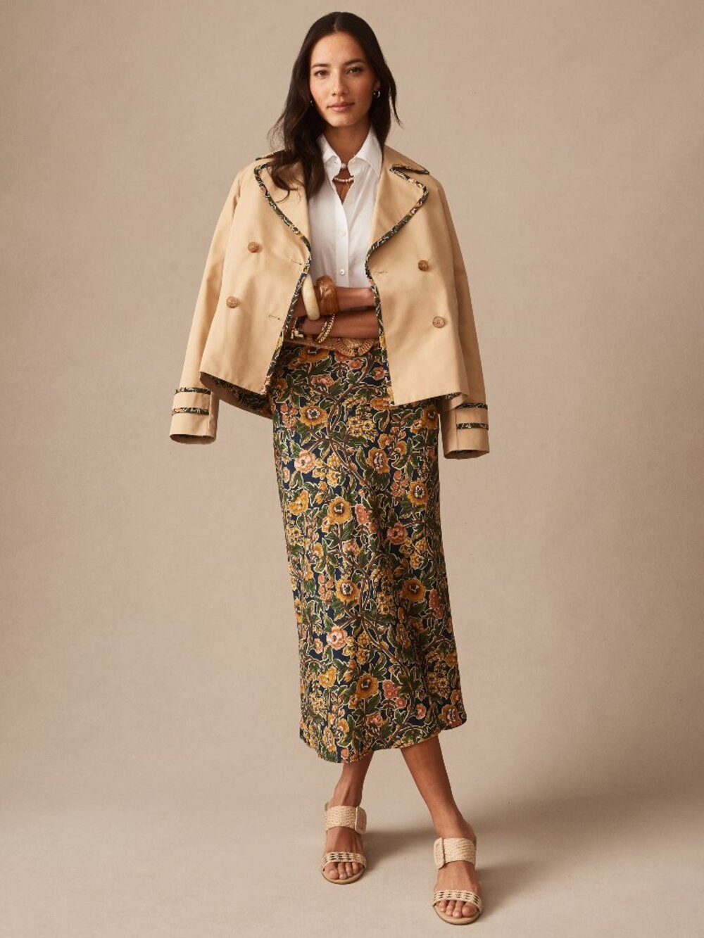 J McLaughlin Adelyn Skirt in Bucolic Blooms Bias - Navy/Multi NEW